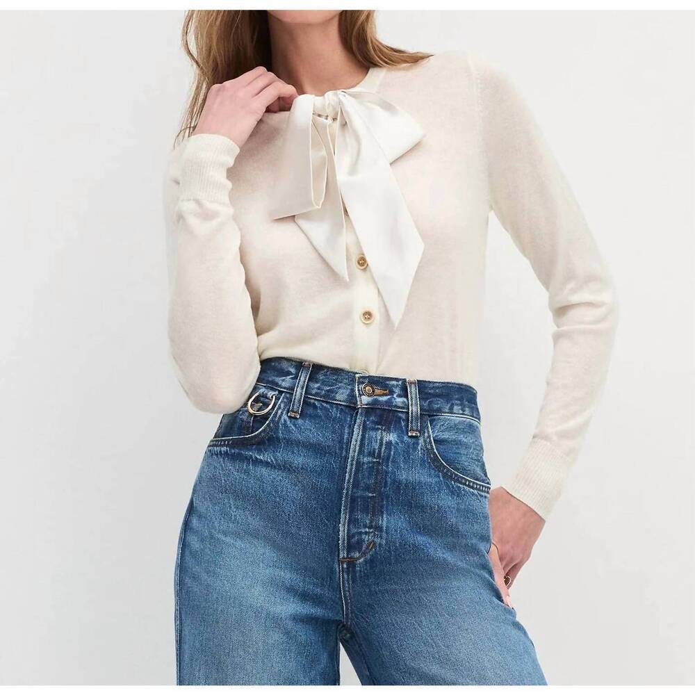 NEW FAVORITE DAUGHTER women's the take a bow cardigan in ivory